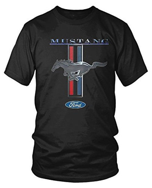 Amdesco Men_s Officially Licensed Ford Mustang Pony Emblem T-Shirt  Black XL
