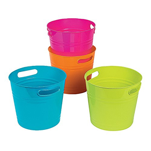 Plastic Bright Colorful Bucket Assortment -set of 4- Party Supplies