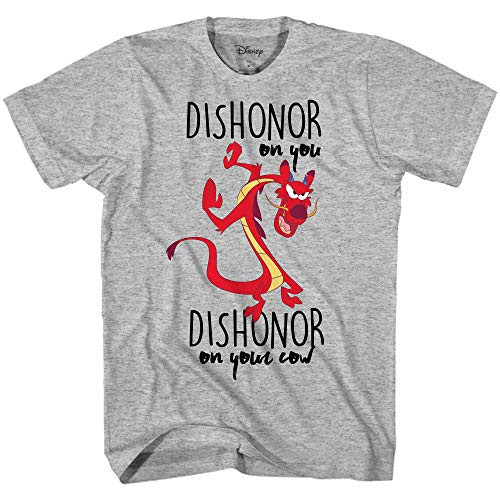 Disney Mulan Mushu Dishonor On Your Cow Disneyland Graphic Adult T-Shirt-Heather Grey Medium-