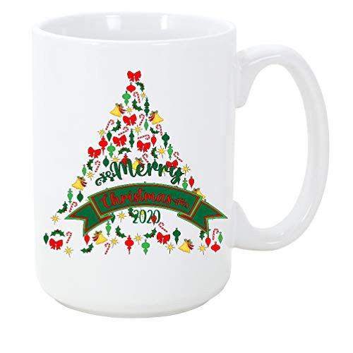 Merry Christmas Tree 2020 15 ounce Ceramic Coffee Mug Tea Cup by M and R
