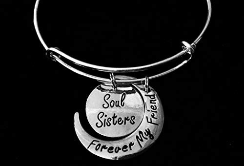 Soul Sister Forever My Friend Expandable Charm Bracelet Silver Adjustable Bangle Trendy Best Friend One Size Fits All Gift BFF