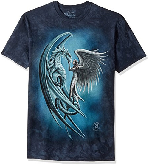 The Mountain Angel  and  Dragon Adult T-Shirt  Blue  XL