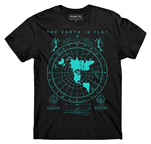 Smart People Clothing  Flat Earth Map t-Shirt  Earth is Flat  Firmament  NASA Lies  New World Order Black X-Large