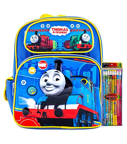 Thomas Backpack  Lunch Box Large 3D Puff Out Thomas Design Toy Train Engine Bag with Stationary Supply -12inch  Medium-