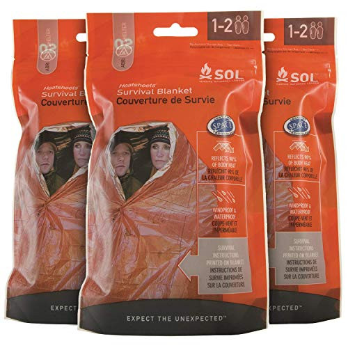 S.O.L. Survive Outdoors Longer S.O.L. 90 Percent  Reflective 2-Person Survival Blanket -Pack of 3-