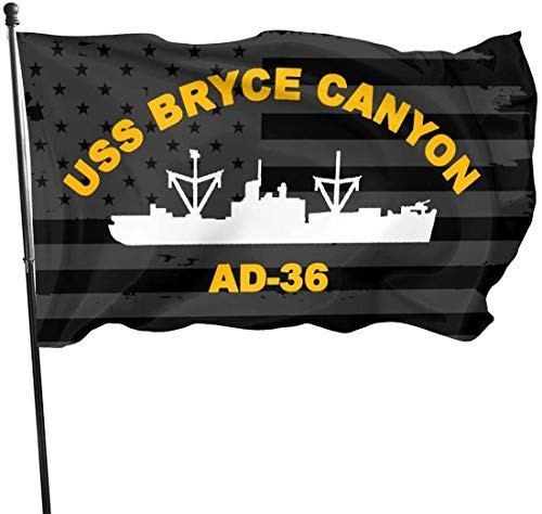 N Y USS Bryce Canyon Ad-36 with USA Flag Banner Breeze Flag Outdoor Flags Home Flag Garden Flag 3_ X 5_ Ft