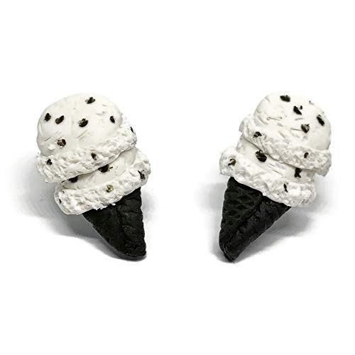 Handmade Cookies _N Cream Ice Cream Cone Stud Earrings