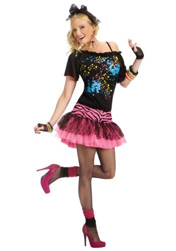 80s Pop Party Womens Costume  Small Medium  Black pink