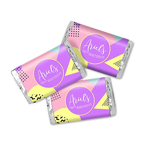 Geometric 70_s Birthday Personalized Miniatures Candy Bar Wrapper Labels