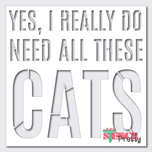 Cat Lovers DIY Stencil Sign - Paint It Anywhere Best Vinyl Large Stencils for Painting on Wood  Canvas  Wall  etc.-S -11inch  x 11inch -- Ultra Thick Exhibit Grade White Color Material