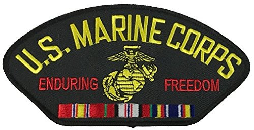 U.S. MARINE CORPS ENDURING FREEDOM VETERAN W  NATIONAL DEFENSE PATCH - Multi-colored - Veteran Owned Business