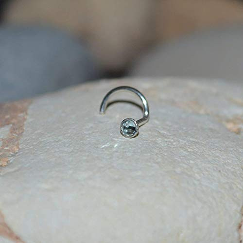 2mm CZ Nose Stud Earring - Silver Nose Hoop - Tragus Stud Earring - Silver Nose Ring 18g - Cartilage Hoop - Helix Stud