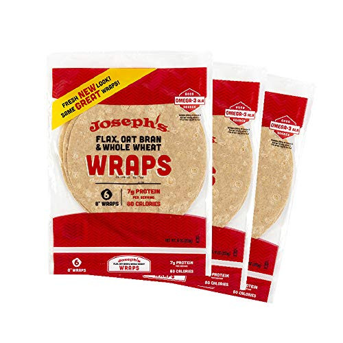 Joseph_s Low Carb Wrap Value 3-Pack  Flax  Oat Bran and Whole Wheat  8g Carbs Per Serving -6 Per Pack  18 Wraps Total-