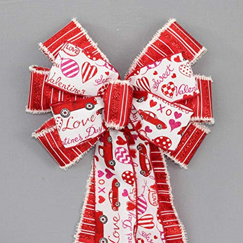 Festive Red Truck Valentine_s Day Wreath Bow