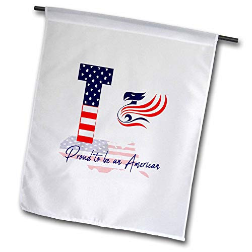 3dRose Alexis Design - Monogram American Patriot - USA Flag  Stylized Eagle. Proud to be an American. High Letter T - 12 x 18 inch Garden Flag -fl_298730_1-