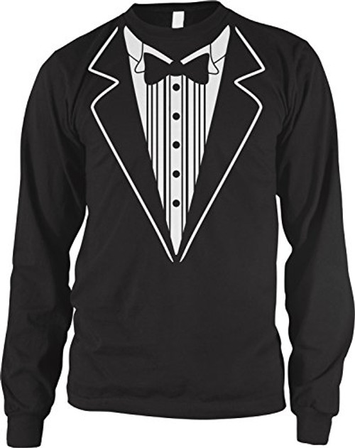 Amdesco Men_s Tuxedo Tux Long Sleeve Shirt  Black XL