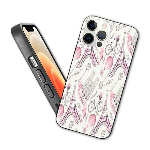 Designed for iPhone 12 Case Iconic Elements of Paris He s on The Eiffel Tower and a Bicycle for The iPhone 12 TPU IP12-6.1