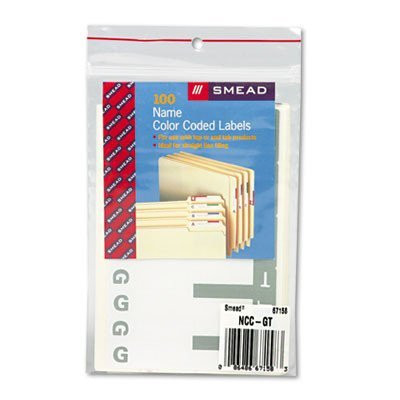 Alpha-Z Color-Coded First Letter Name Labels  A  and  N  Red  100 Pack -Set of 2- Label Color  G  and  T  Gray
