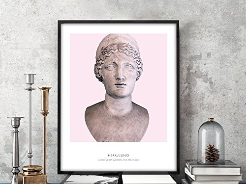 Hera - Portrait of Hera  Greek Mythology  Hera Bust Art Print  Modern Home Decor  Pink  Greek Goddess  Gift for Women  Wedding Gift