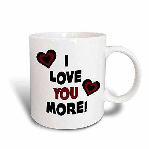 3dRose 211127_3 I I Love You More In Black And Red With Hearts Mug 11 oz