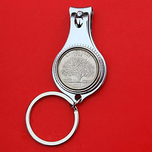 US 1999 Connecticut State Quarter BU Uncirculated Coin Key Ring Bottle Opener Nail File  and  Cutter Clipper NEW - All in One