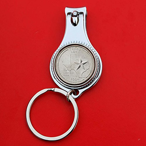 US 2004 Texas State Quarter BU Uncirculated Coin Key Ring Bottle Opener Nail File  and  Cutter Clipper NEW - All in One