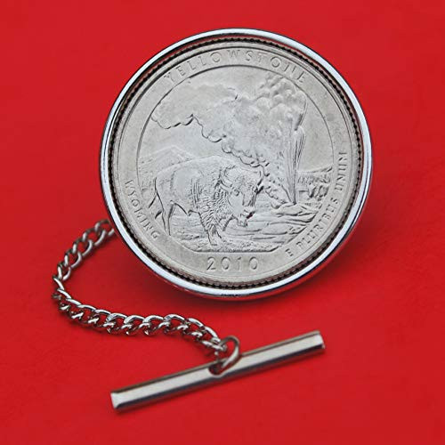 US 2010 Wyoming Yellowstone National Park Quarter BU Uncirculated 25 Cent Coin Silver Plated Tie Tac Tack BRAND NEW - America the Beautiful US 2010 Wyoming Yellowstone National Park Quarter BU Uncirculated 25 Cent Coin Silver Plated Tie Tac Tack BRAND NEW - America the Beautiful