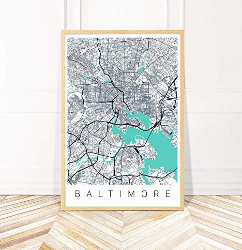 Baltimore Map Art Print - Map of Baltimore Maryland - Series II Baltimore Map Art Print - Map of Baltimore Maryland - Series II