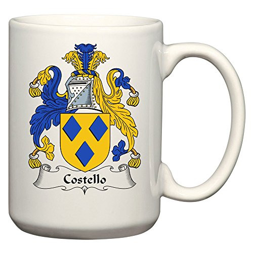 Costello Coat of Arms Costello Family Crest 15 Oz Ceramic Coffee Cocoa Mug by Carpe Diem Designs  Made in the U.S.A.