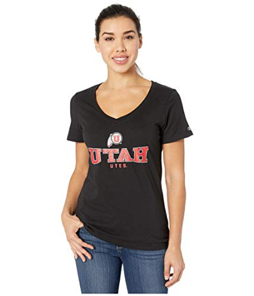 Champion College Utah Utes University V-Neck Tee Black 2 XS Champion College Utah Utes University V-Neck Tee Black 2 XS