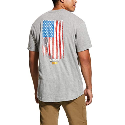 ARIAT Men_s Rebar Cotton Strong American Grit Graphic T-Shirt Heather_Grey Size XL