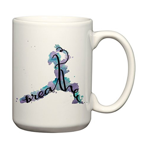 Breathe Quote Mug Inspirational Gifts Yoga Gifts Yoga Coffee Mug 15 oz Coffee Cup