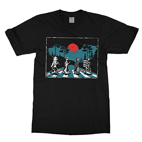 Demon Slayer Abbey Road Tanjiro Nezuko Zenitsu Inosuke T Shirt -Small- Black