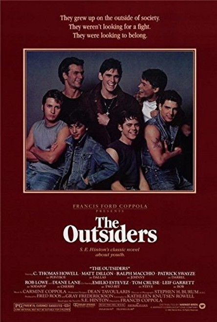 The Outsiders Movie POSTER 27 x 40 Patrick Swayze Tom Cruise A MADE IN THE U.S.A. The Outsiders Movie POSTER 27 x 40 Patrick Swayze Tom Cruise A MADE IN THE U.S.A.