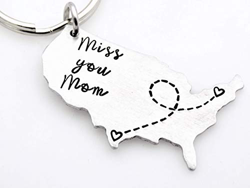 Long distance family  Miss you Mom  Long distance Mom  Moving Gift  Going away College  Out of state move  Usa Map  Long distance gift