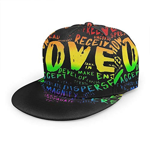 NiYoung Women Men Adjustable Snapback Hat Trucker Hat Hip Hop Hat Fashion Flat Bill Brim Baseball Cap -LGBT Pride Rainbow Heart Gays Lesbians Black-