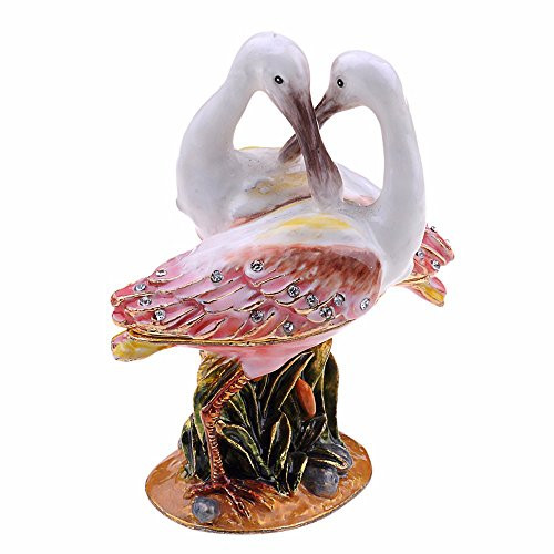 Boxer Heron Bird Enameled Pewter Crystal Bejeweled Necklace Trinket Jewelry Box Boxer Heron Bird Enameled Pewter Crystal Bejeweled Necklace Trinket Jewelry Box