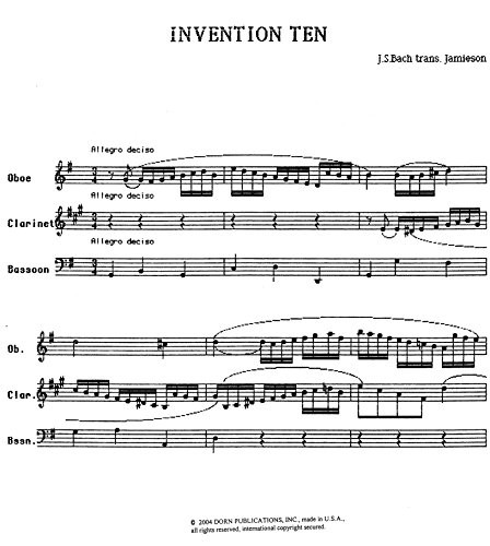 3-Part Invention No.10 for oboe  clarinet  and bassoon by J.S. Bach