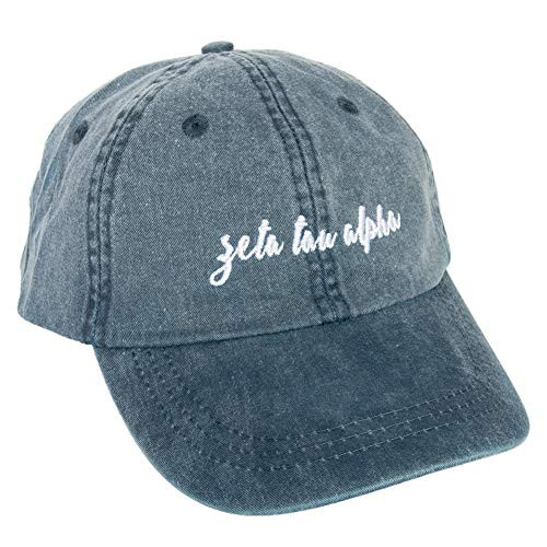 Zeta Tau Alpha -N- Sorority Baseball Hat Cap Cursive Name Font ZTA -Midnight Blue- Zeta Tau Alpha -N- Sorority Baseball Hat Cap Cursive Name Font ZTA -Midnight Blue-