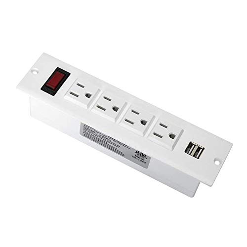 Conference Recessed Power Strip Desktop Power Grommet with Switch Recessed Desk Outlet Socket 9.8ft Extension Cord 4 Outlet 2 USB Ports -White- Conference Recessed Power Strip Desktop Power Grommet with Switch Recessed Desk Outlet Socket 9.8ft Extension Cord 4 Outlet 2 USB Ports -White-