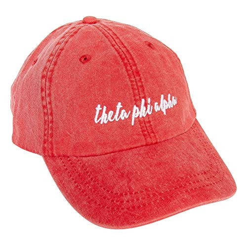 Theta Phi Alpha -N- Sorority Baseball Hat Cap Cursive Name Font Theta phi -Red-