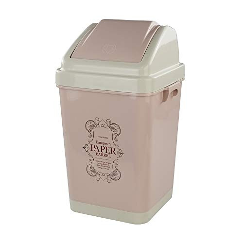 Qsbon 12 L Plastic Swing-Top Trash Can  3 Gallon Garbage Can with Lid -Pink-