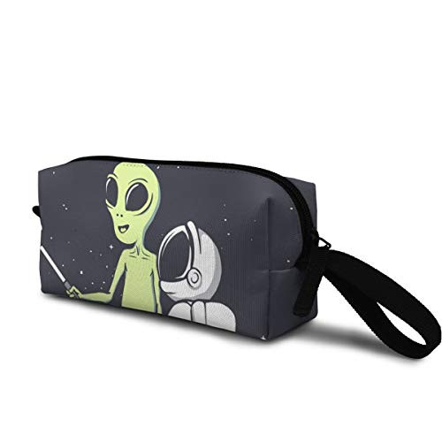 HFdAK.t Alien and Astronaut Space Friends Cute Cosmetic Bag Travel Makeup Pouch Portable Organizer Bag for Women Girls