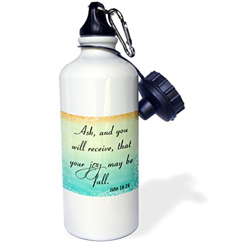 3dRose wb_150078_1"Bible Verse John 16-24 Gradient Pastel Bible Christian Inspirational Saying" Sports Water Bottle, 21 oz, White 3dRose wb_150078_1"Bible Verse John 16-24 Gradient Pastel Bible Christian Inspirational Saying" Sports Water Bottle, 21 oz, White