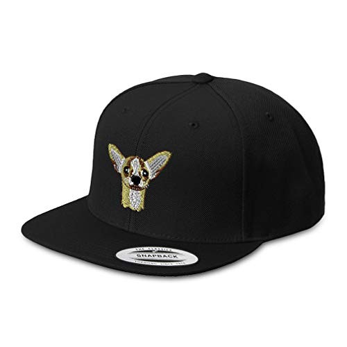 Speedy Pros Snapback Hats for Men  and  Women Chihuahua Dog Embroidery Acrylic Flat Bill Baseball Cap Black Design Only