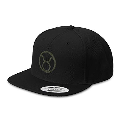 Speedy Pros Snapback Hats for Men  and  Women Taurus Embroidery Acrylic Flat Bill Baseball Cap Black Design Only