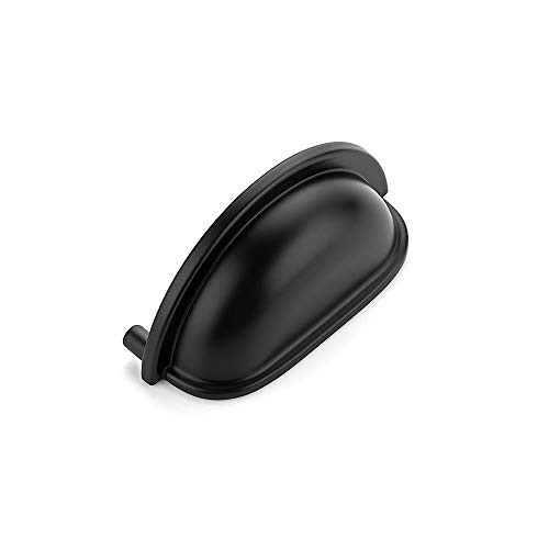 Ravinte 15 Pack 3inch  Drawer Pulls Flat Black Cabinet Cup Pulls Kitchen Hardware Cabinet Handles Matte Black Drawer Handles Knobs 3 inch Hole Center