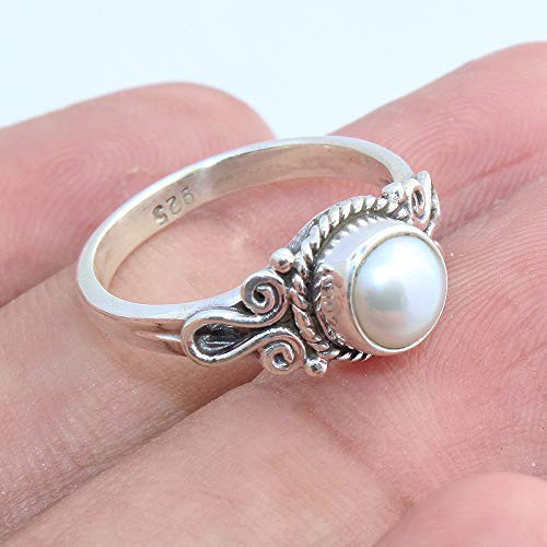 Solid 925 Sterling Silver Rings for Women  and  Girls  Sterling Silver Pearl Ring Designer Mothers Day Gift  Bridesmaid Gift  Handmade Jewelry