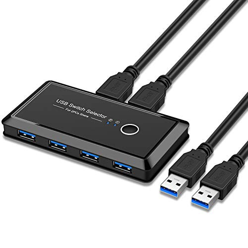 USB 3.0 Switch Selector  Fuumuui KVM Switcher Adapter 4 Port USB Peripheral Switcher Box Hub for Mouse  Keyboard  Scanner  Printer  PCs with One Button Swapping and 2 Pack USB 3.0 Cable