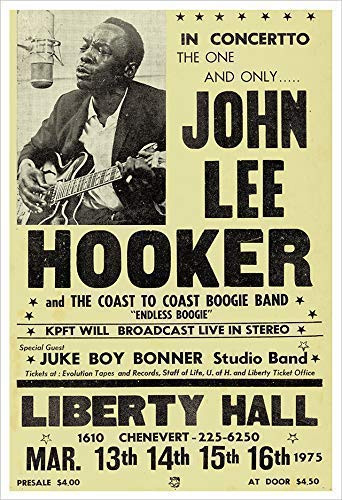 John Lee Hooker Concert Poster Print by delovely Arts